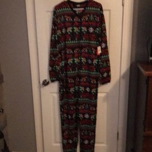 Budweiser adult onesie ugly sweater Christmas zipper Large